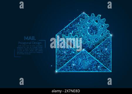 Abstract isolated image of a letter, mail or message interaction, business, connection. Polygonal illustration looks like stars in the blask night sky Stock Vector