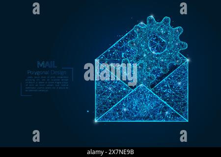 Abstract isolated image of a letter, mail or message interaction, business, connection. Polygonal illustration looks like stars in the blask night sky Stock Vector