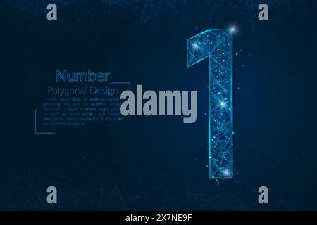 Abstract isolated blue image of a number one. Polygonal illustration looks like stars in the blask night sky in spase or flying glass shards. Digital Stock Vector