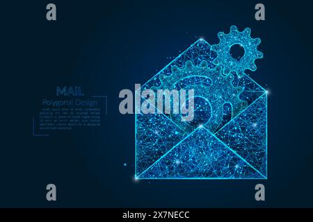 Abstract isolated image of a letter, mail or message interaction, business, connection. Polygonal illustration looks like stars in the blask night sky Stock Vector