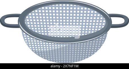Stainless steel kitchen colander isolated on white Stock Vector