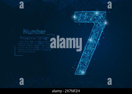 Abstract isolated blue image of a number seven. Polygonal illustration looks like stars in the blask night sky in spase or flying glass shards Stock Vector