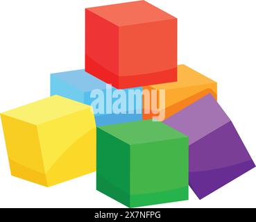 Colorful 3d geometric blocks isolated Stock Vector