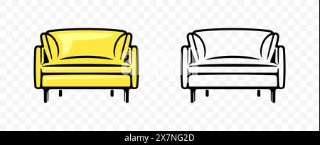 Sofa, couch, divan and settee, graphic design. Furniture, lounge, ottoman and armchair, vector design and illustration Stock Vector