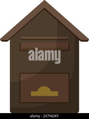 Simple vector illustration of a brown cartoon birdhouse with a round entrance Stock Vector