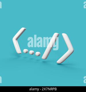 Piece of code - stylized 3d CGI icon object, Not gen Ai Stock Photo