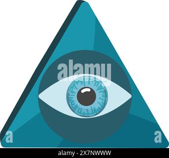 Modern, geometric illustration of an eye within a triangle, isolated on a white background Stock Vector
