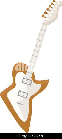 Flat vector design of a stylized electric guitar isolated on white background Stock Vector