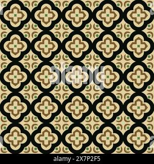 Original traditional Portuguese and Spain decor. Seamless patchwork tile with Victorian motives. Ceramic tile in talavera style. Gaudi mosaic Stock Vector