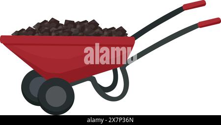 Red wheelbarrow full of soil Stock Vector