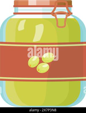 Cartoon pickled cucumbers in glass jar illustration Stock Vector