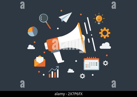 Vector design of digital business marketing concept. Business conceptual vector illustration Stock Vector