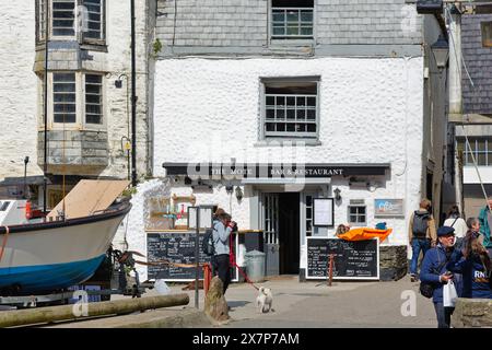 The Mote Restaurant and Bar in the Cornish fishing village of Port Isaac on a sunny spring day North Cornwall England UK Stock Photo