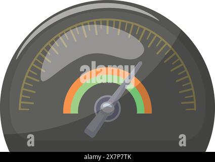 Vector illustration of a modern, semicircular efficiency meter with a needle indicator Stock Vector
