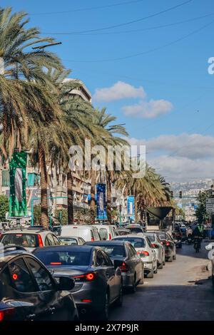 Beirut, Lebanon — 24.04.2023: Heavy traffic on Boulevard Saeb Salam in Beirut Stock Photo