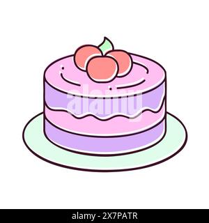 Small cake cupcake with berries, stylized logo icon, isolated, on a white background. Vector illustration Stock Vector