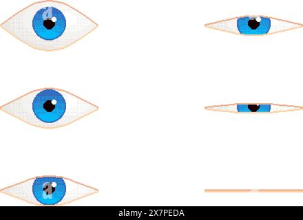Pixel art eye. Set of open and closed eyes. 8-bit retro video game ...