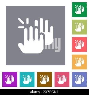 Applause solid flat icons on simple color square backgrounds Stock Vector