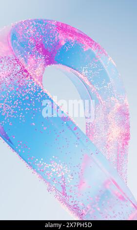 Glass geometry and flowing particles, 3d rendering. 3D illustration ...