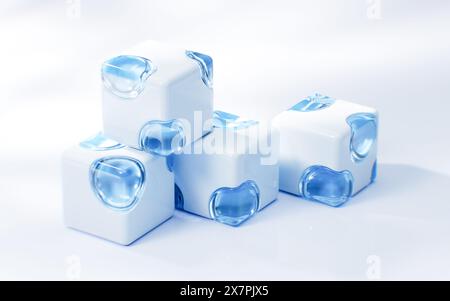 Abstract cartoon style cube, 3d rendering. 3D illustration. Stock Photo