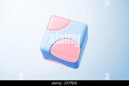Abstract cartoon style cube, 3d rendering. 3D illustration. Stock Photo