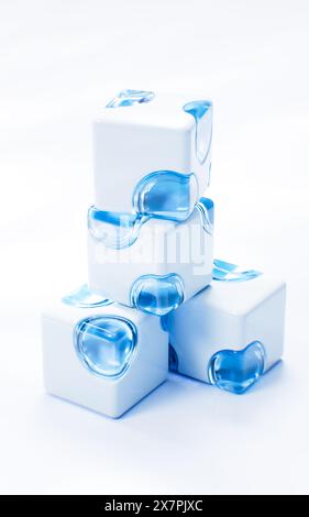 Abstract cartoon style cube, 3d rendering. 3D illustration. Stock Photo