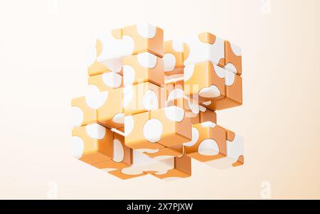 Abstract cartoon style cube, 3d rendering. 3D illustration. Stock Photo