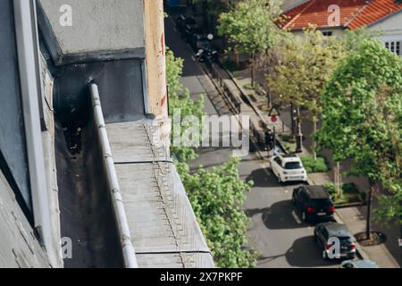 View of the Rue Miquel Ange in Paris in the 16th arrondissement from the window Stock Photo