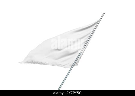 White flag mockup fluttering in the wind, perfect for national flag or design, advertising with clean and simple texture Stock Photo