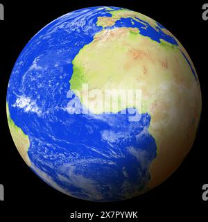 View of the earth from space showing Ivory Coast in the center of the image. Stock Photo