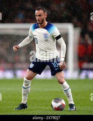 File photo dated 13-10-2023 of England's James Maddison. Southgate has named a 33-strong training squad that has to be cut to a maximum of 26 players by June 7. Issue date: Tuesday May 21, 2024. Stock Photo