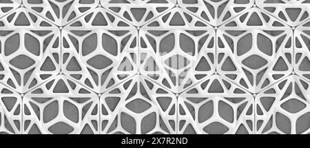 3d hard metal frame tiles on gray concrete background. High quality seamless realistic texture. Stock Photo