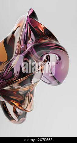 Elegant 3D-rendered glass sculpture with smooth reflections and a modern abstract design isolated on a white background Stock Photo