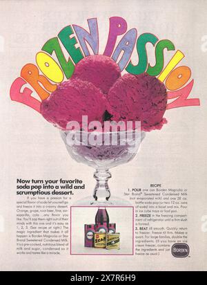 1971 Borden Frozen Passion Soda Pop Ice Cream ad Stock Photo