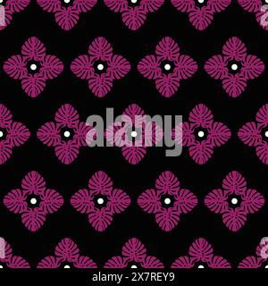 monstera seamless pattern with pink and black color Stock Vector