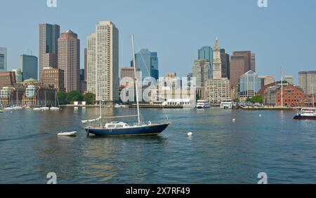 Boston Harbour Front of Boston North End. Facing out across the Charles River. Boston, Massachusetts, USA Stock Photo