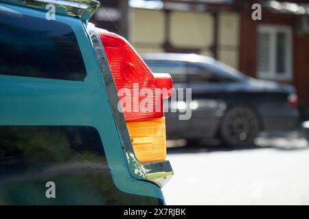 retro car taillight close up vintage background .   Abandoned car Stock Photo