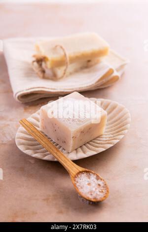 Handmade natural soap, fragrant hand and body skincare Stock Photo