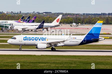 Munich, Germany, 6th Apr 2024: An Airbus A320-214 from Discover Airlines takes off from Munich Airport. Registration D-AIUW. (Photo by Andreas Haas/di Stock Photo
