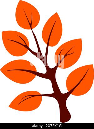 Tree with orange leaves on white background Stock Vector