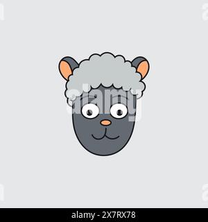 Sheep Head From Front. Cartoon Style. Vector. Eid al-Adha. Islam Vector illustration Stock Vector