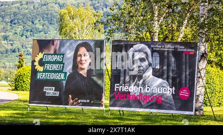 Lauchringen, Germany, 19th May 2024: An election poster from Alliance 90/The Greens with German Foreign Minister Annalena Baerbock and the Free Democr Stock Photo