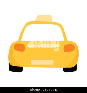 Flat Style Vector Illustration: Isolated Iconic Yellow Taxi on White Background Stock Vector