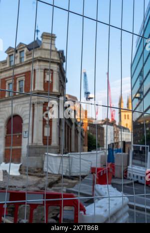 Construction, restoration and redevelopment work around the historical Smithfields meat market in London,England,UK Stock Photo