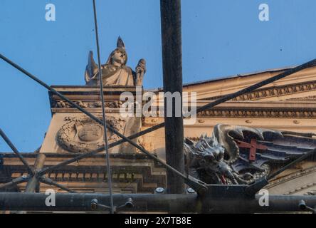 Construction, restoration and redevelopment work around the historical Smithfields meat market in London,England,UK Stock Photo