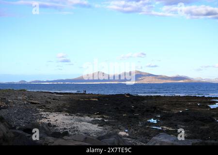 Corralejo, Canary island of Fuerteventura in Spain - November 25 2023: Armas Ferry approaching Corralejo Fuerteventura Stock Photo