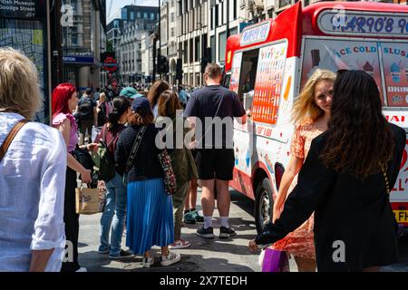 General View of activity around an Ice Cream van in Central London UK Stock Photo