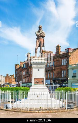 Statue of Robert Burns, famous Scottish poet, Burns Statue Square, Ayr, Ayrshire, Scotland, UK Stock Photo