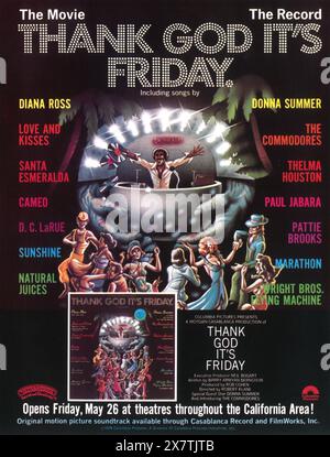 1978 Thank God It's Friday Motown musical film promo poster - Robert Klane, Donna Summer, Diana Ross Stock Photo