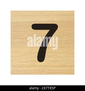 Seven 7 wood block with clipping path Stock Photo